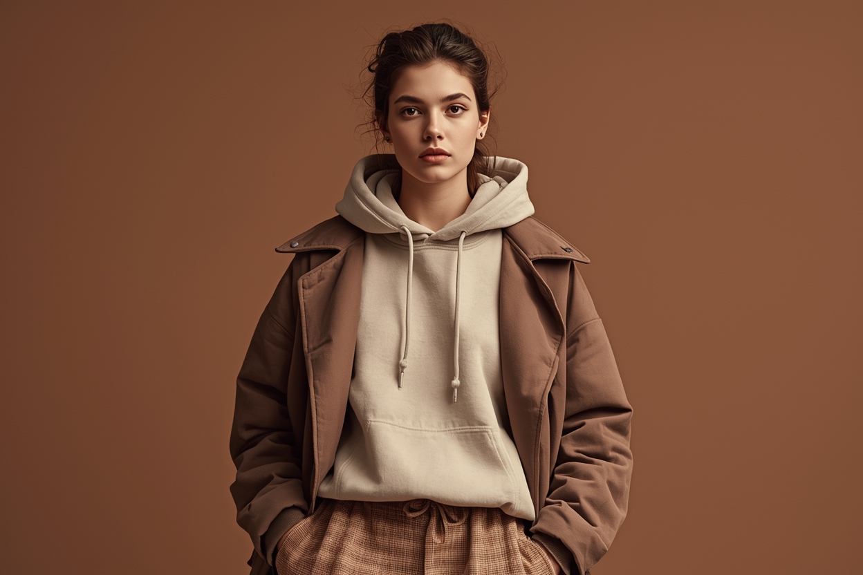 Layered styling with oversize hoodie and jacket