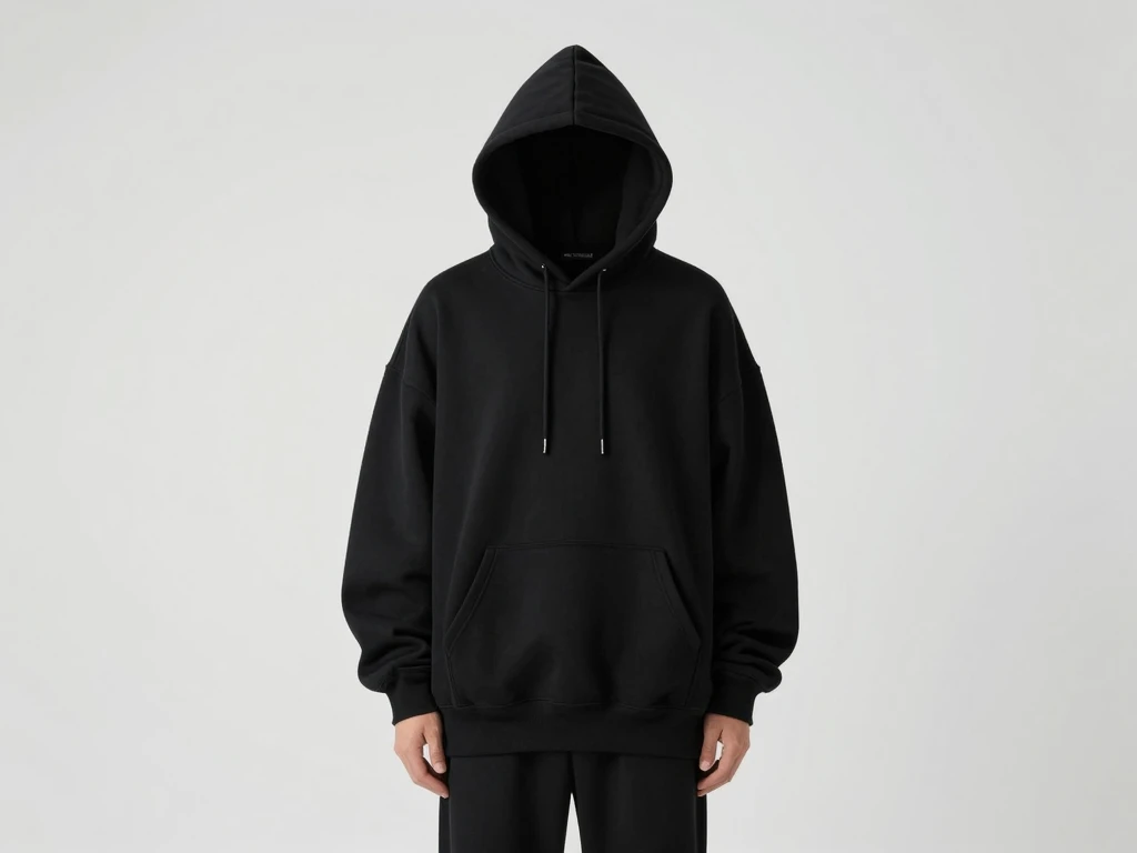 Midnight Black oversize hoodie with premium cotton blend